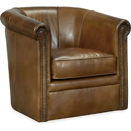 Axton Swivel Leather Club Chair with Nailhead Trim